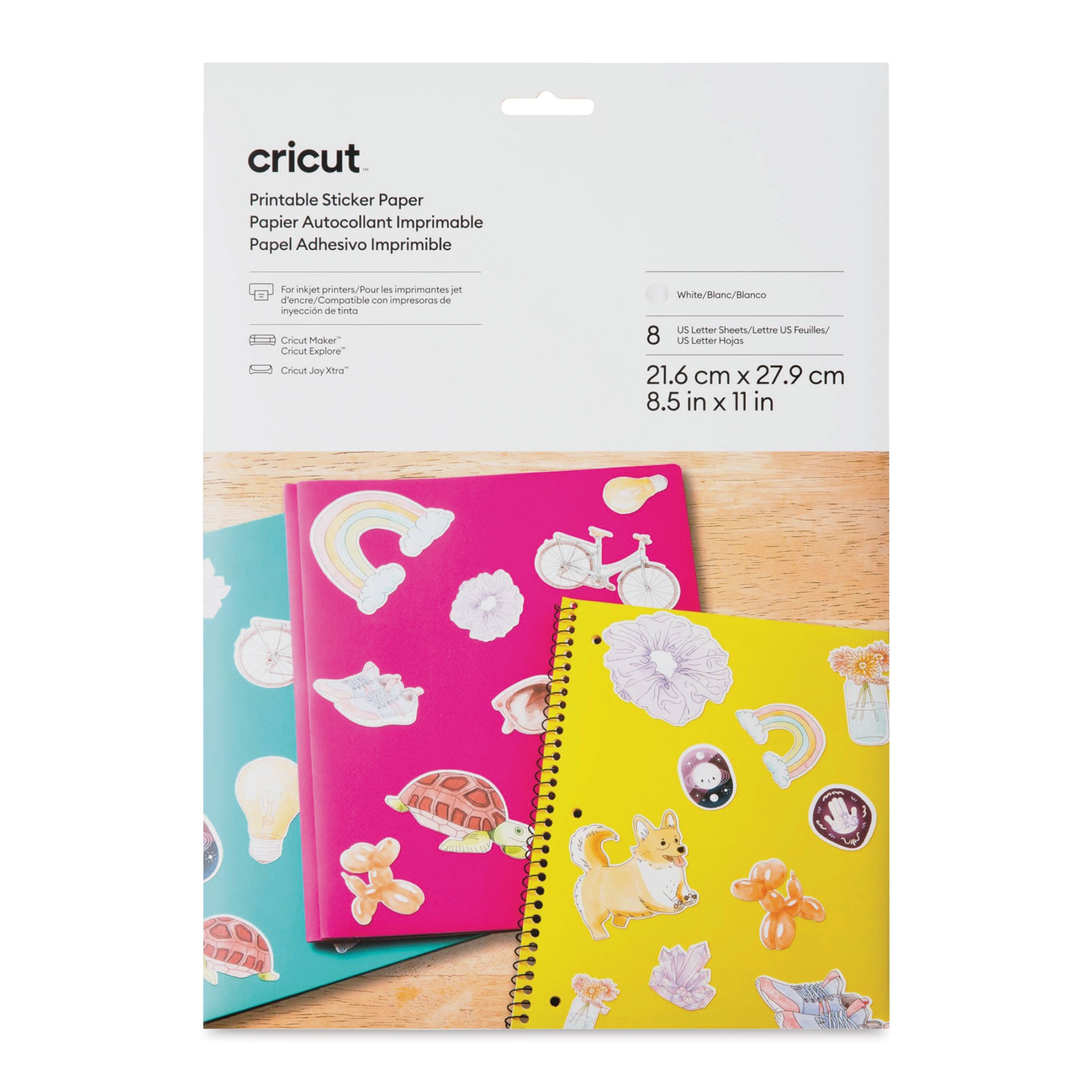 Cricut Printable Sticker Paper White 8 1 2 X 11 Pkg Of 8 BLICK Art Materials