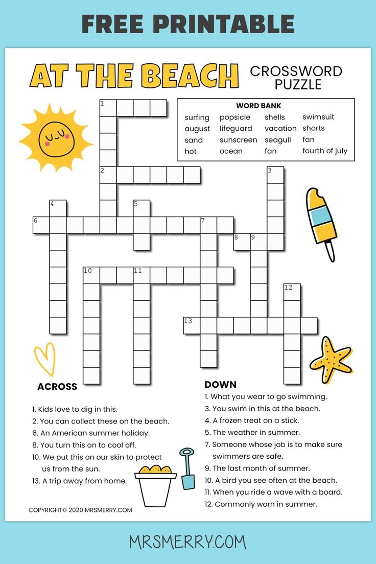 crossword puzzles free printable kids