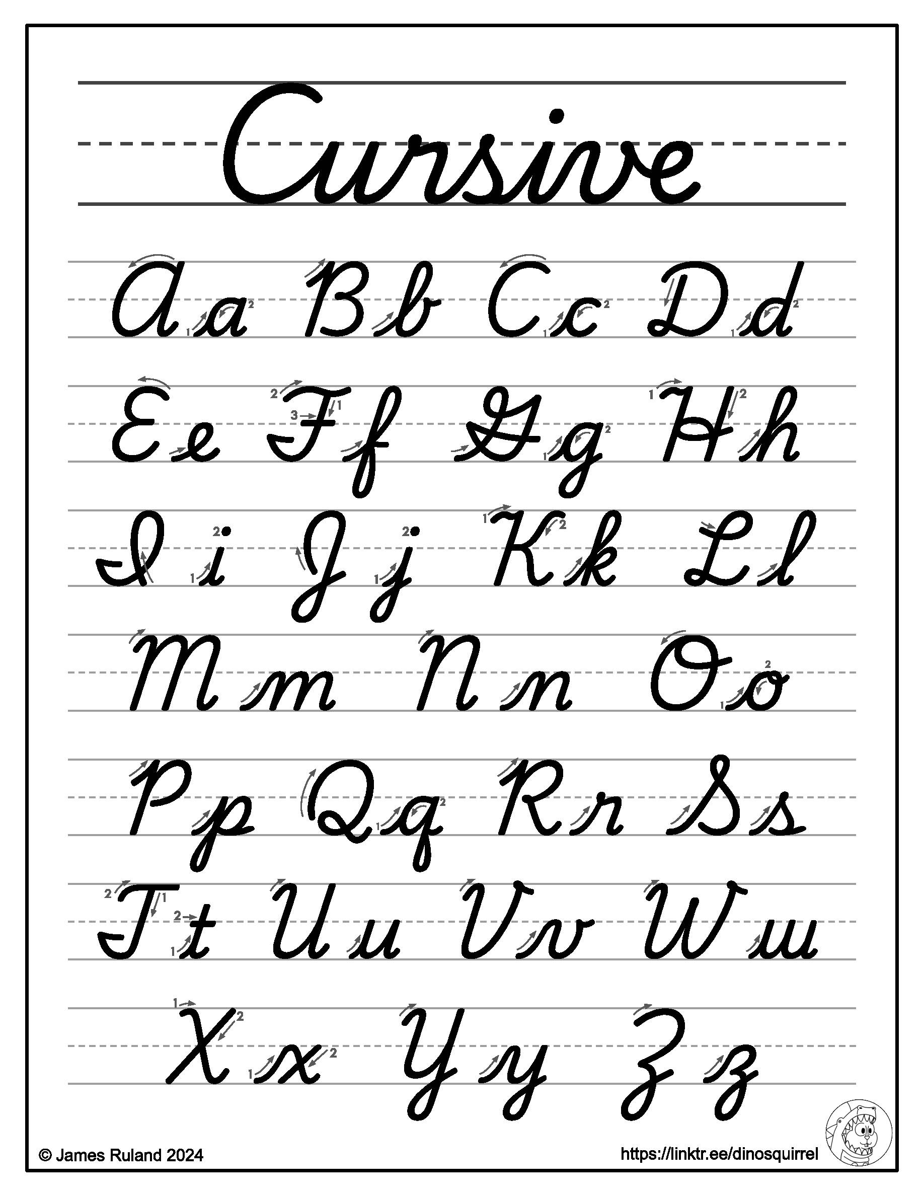 cursive alphabet printable chart