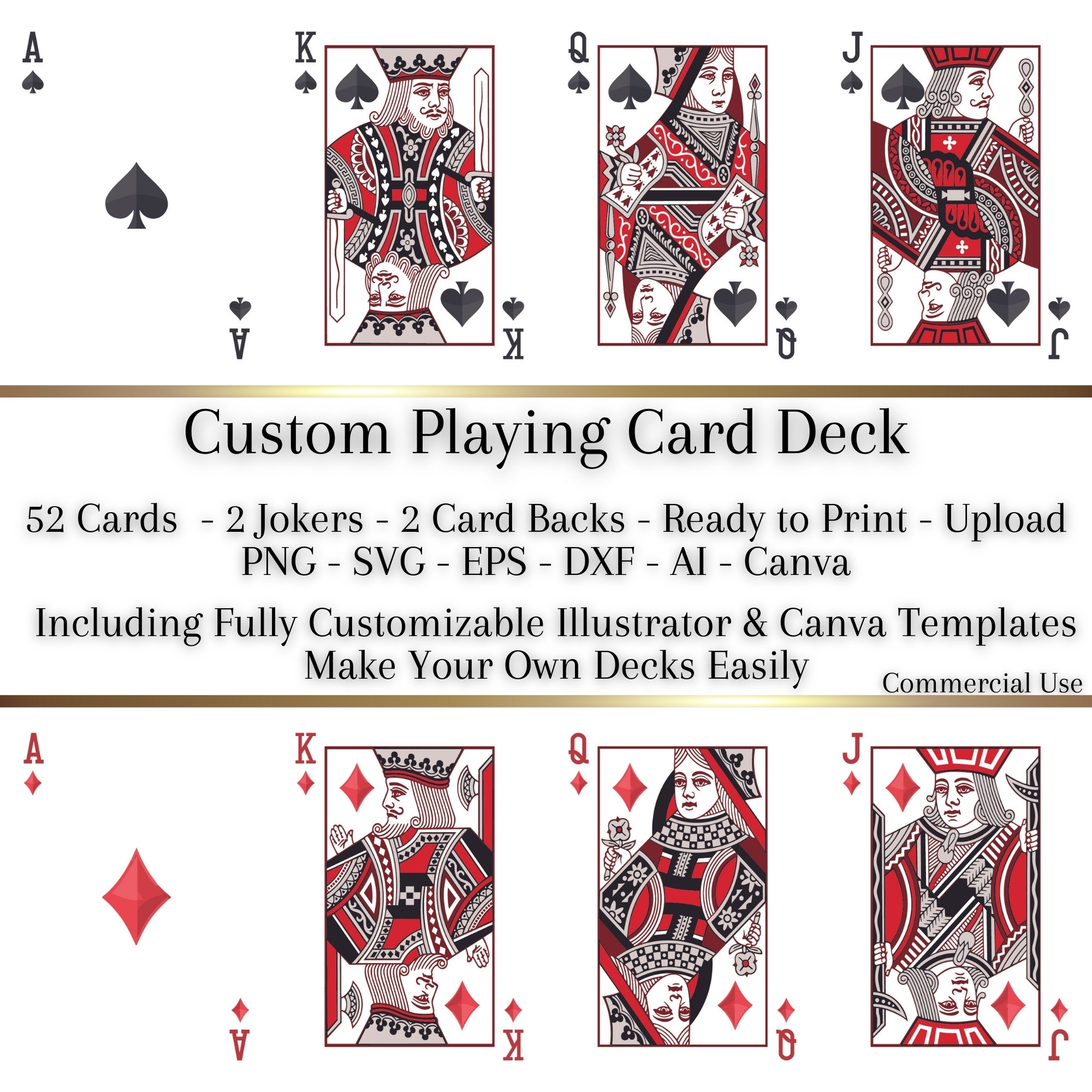 Custom Playing Card Deck Templates Design Your Own digital Etsy Custom Playing Card Deck Templates Design Your Own digital Etsy
