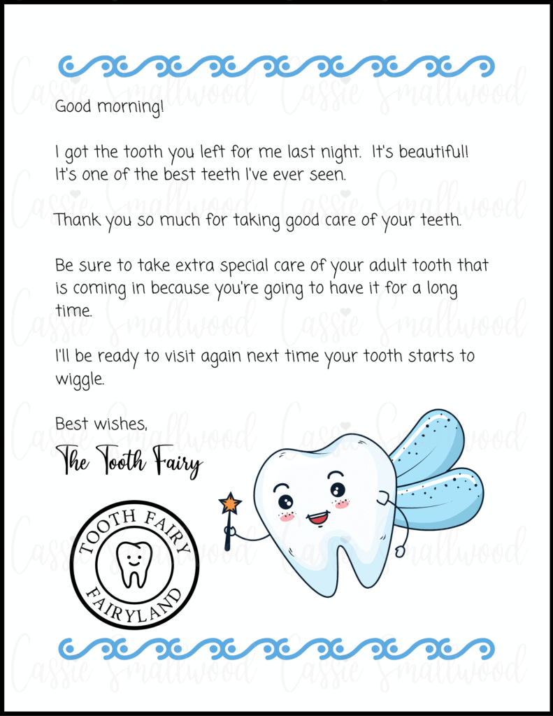 Cute Free Printable Tooth Fairy Letters Notes Cassie Smallwood