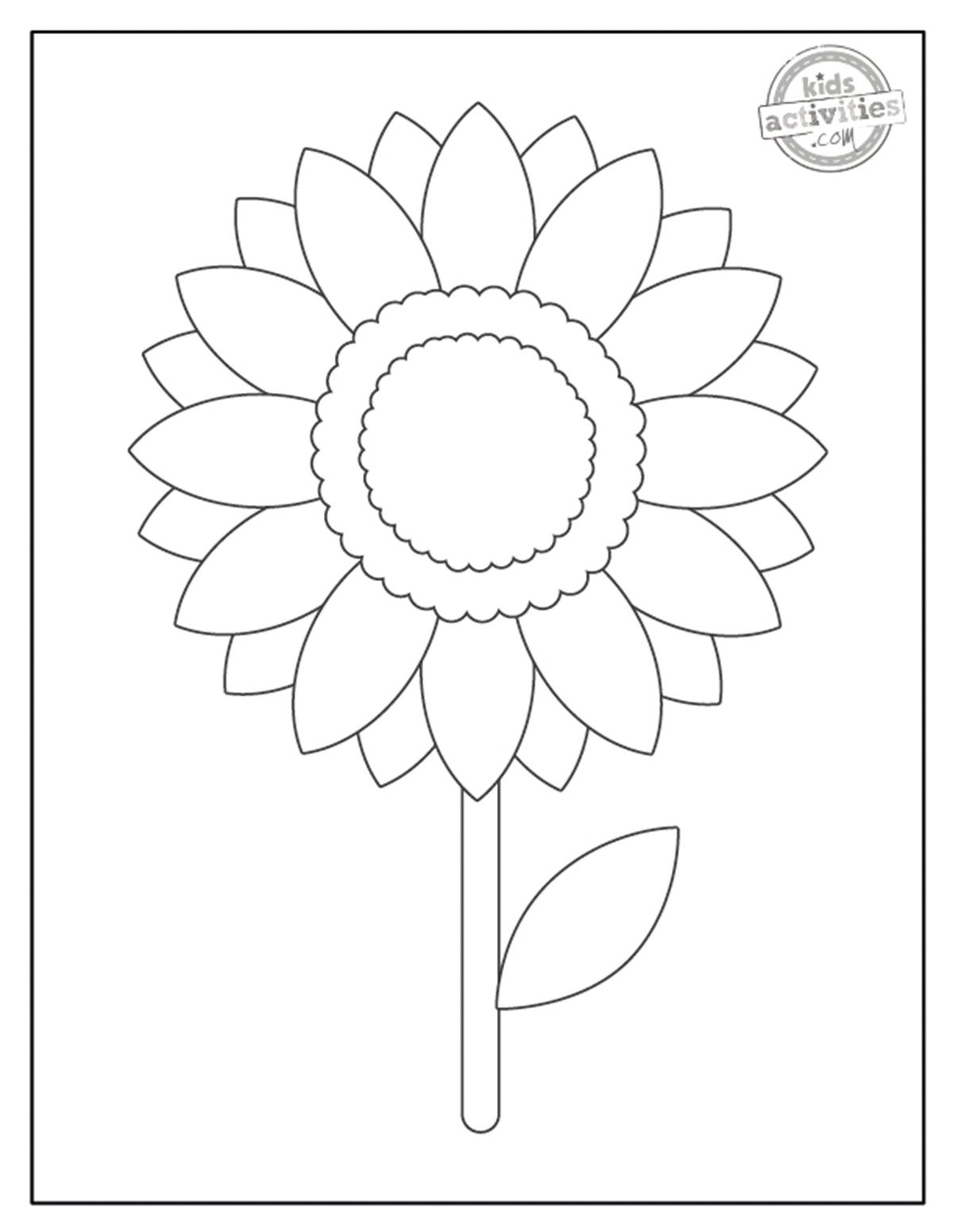 Cute Sunflower Outline Free Printable Kids Activities Blog