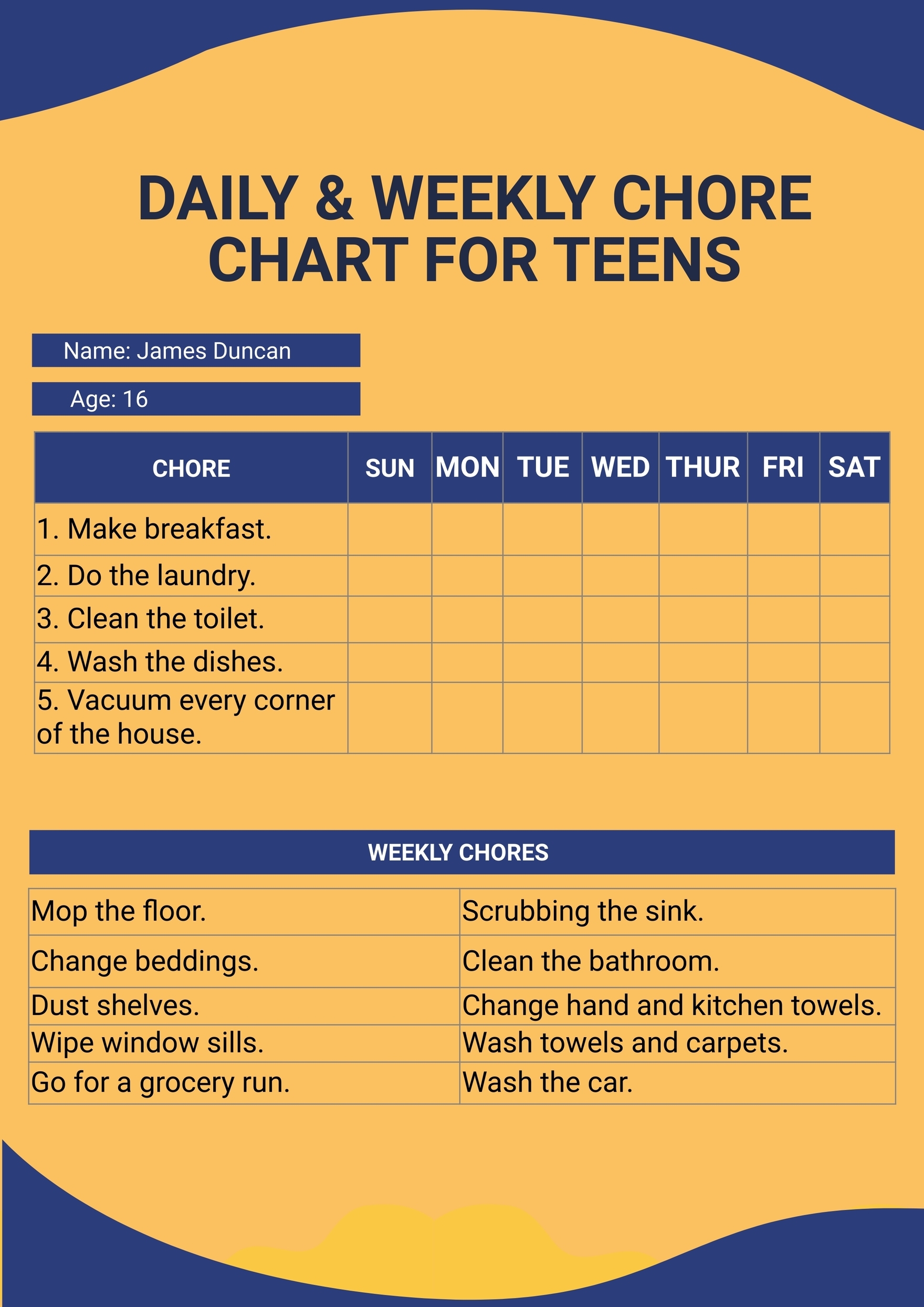 printable teenage chore chart printable teenage chore chart