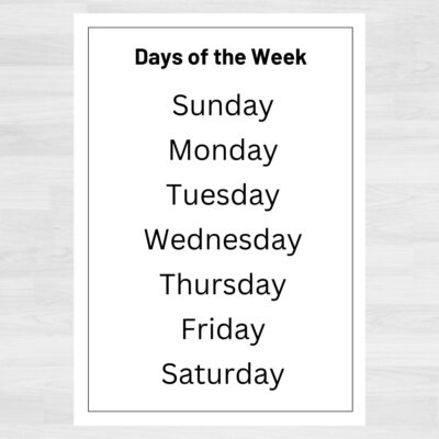 Days Of The Week Printable Chart Days Of The Week Poster Classroom Resources Learning Resources School Readiness Activities Pre k Etsy