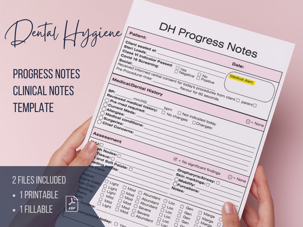 Dental Hygiene Pogress Note Quick Note Taking With Dropdown Menus Printable And Fillable Template Clinical Notes Digital Download Etsy
