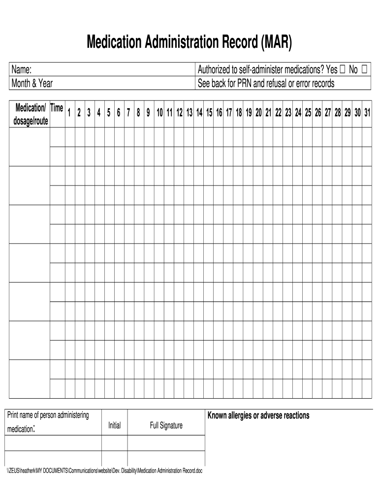 Deshutes MAR Form Fill Online Printable Fillable Blank PdfFiller