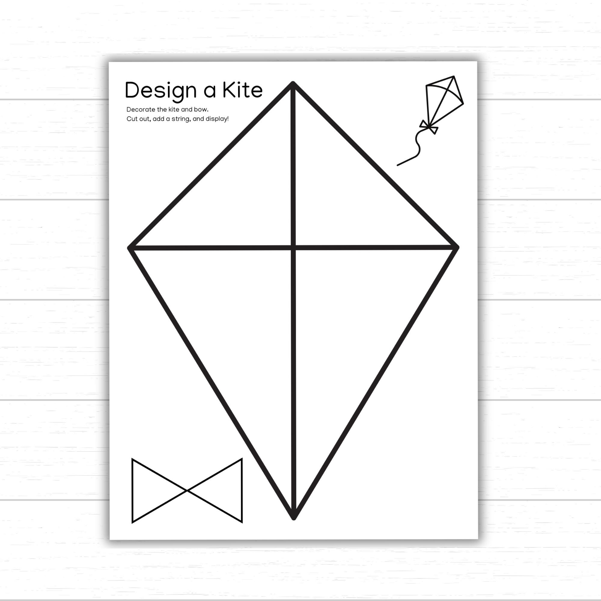 Design A Kite Printable Decorate A Kite Kite Craft Spring Kite Activity For Kids Kite Template Kite Coloring Page Build A Kite PDF Etsy
