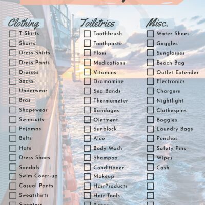 Digital Download Cruise Packing List Printable PDF Letter Size Etsy
