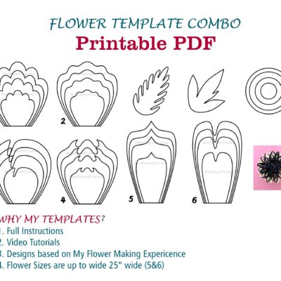 Digital Paper Flower Template PDF Paper Flower Bundles Giant Paper Flowers Large Paper Flowers Printable Big Paper Flowers Printable Flowers Etsy