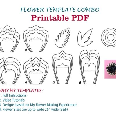 Digital Paper Flower Template PDF Paper Flower Bundles Giant Paper Flowers Large Paper Flowers Printable Big Paper Flowers Printable Flowers Etsy