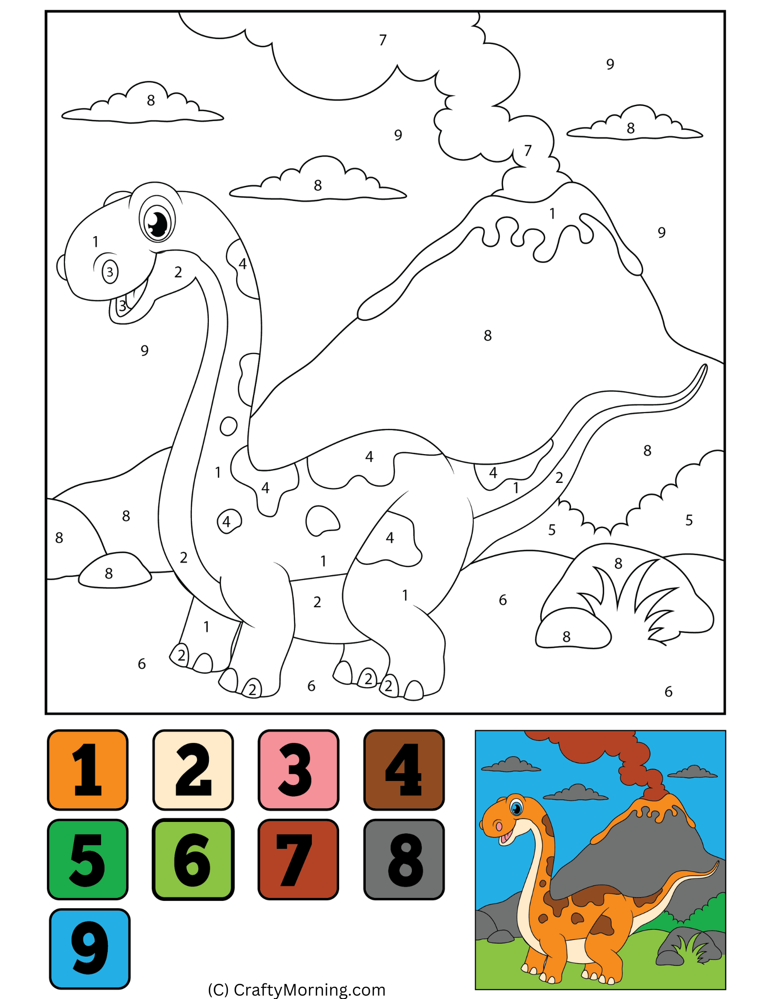 Dinosaur Color By Number Printable Crafty Morning Dinosaur Color By Number Printable Crafty Morning