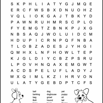 Dog Themed Word Search For Kids Tree Valley Academy