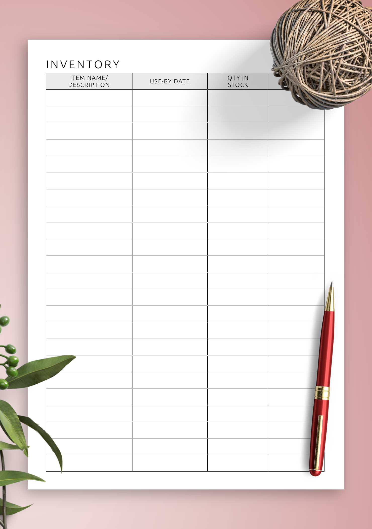 Download Printable Simple Inventory Template PDF Download Printable Simple Inventory Template PDF