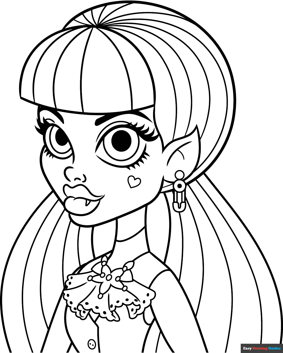 Draculaura From Monster High Coloring Page Easy Drawing Guides