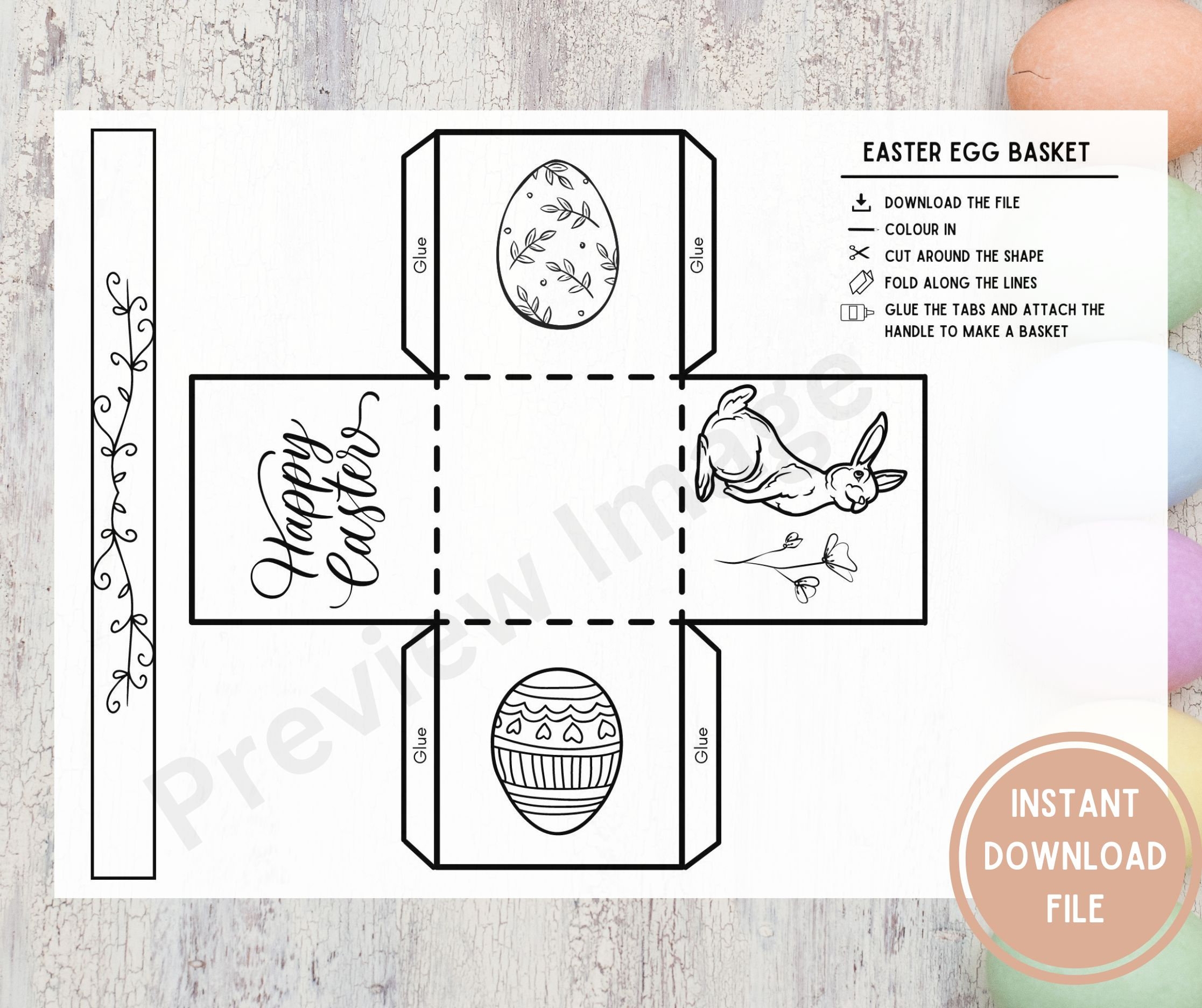 Easter Basket Printable Template For Kids Coloring Activity Printable Digital Download PDF A4 Etsy Easter Basket Printable Template For Kids Coloring Activity Printable Digital Download PDF A4 Etsy