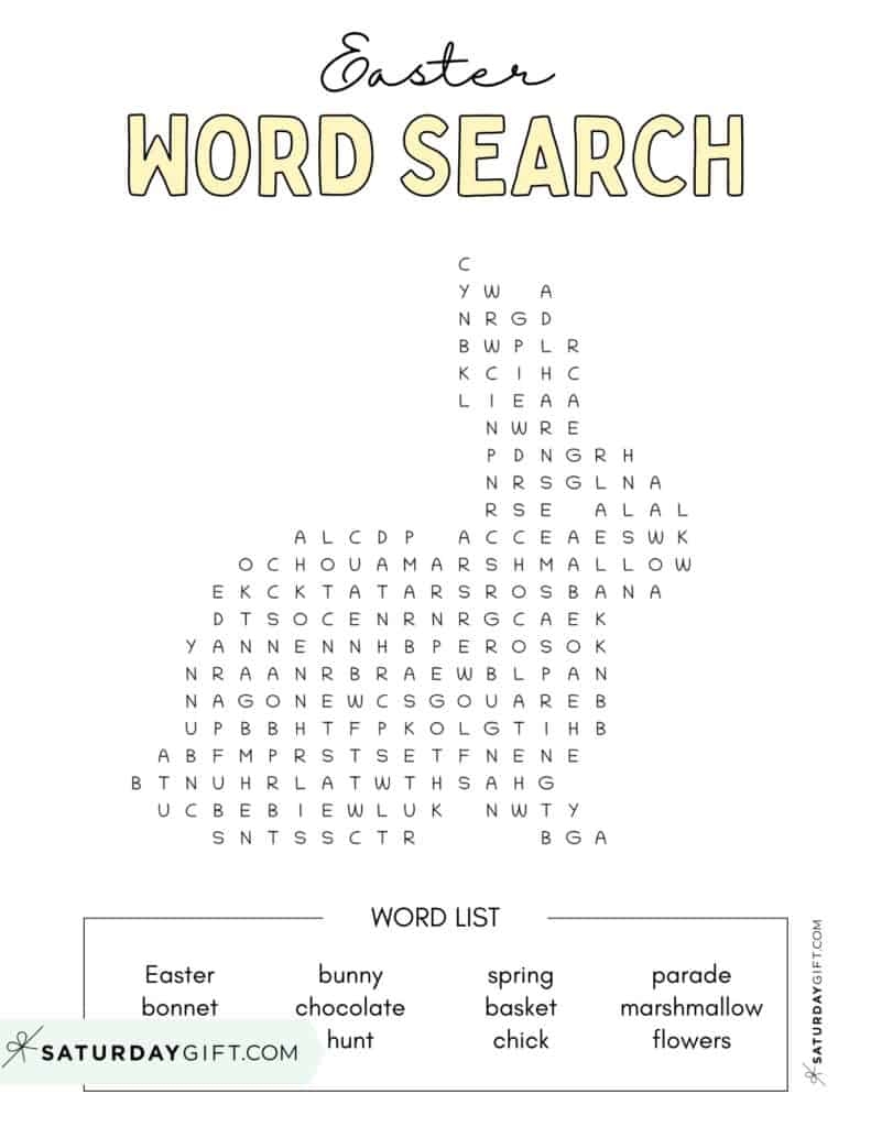 Easter Word Search Cute Free Printables SaturdayGift Easter Word Search Cute Free Printables SaturdayGift