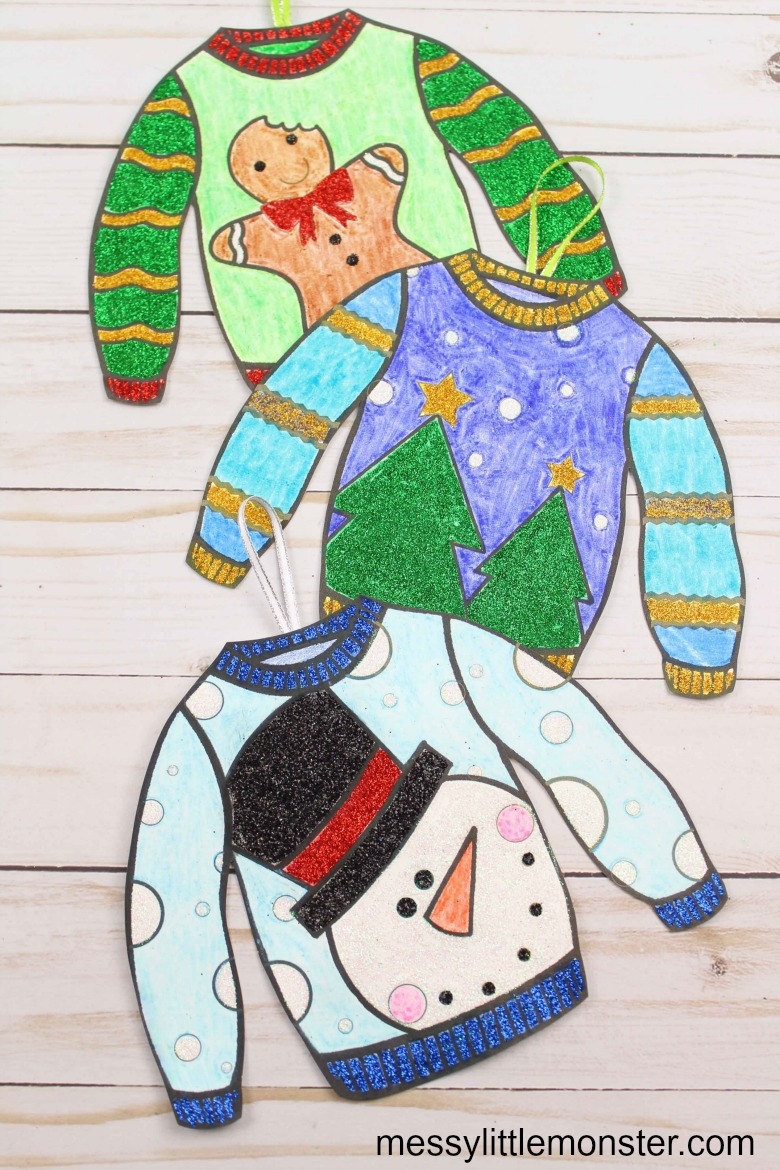 Easy Ugly Sweater Ornament Printable Ugly Sweater Template Included Messy Little Monster