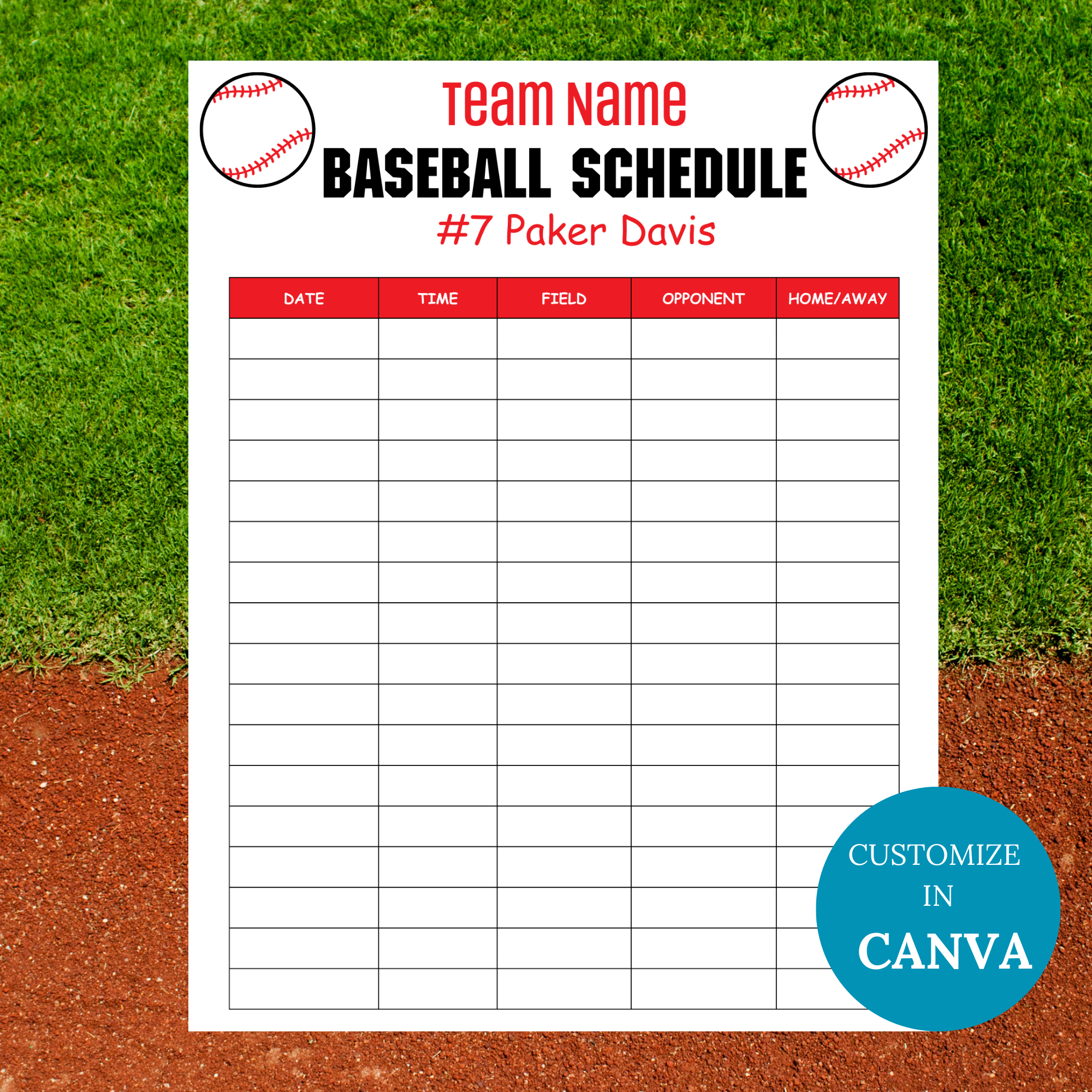 Editable Baseball Practice Schedule Template Pdf Instant Download 