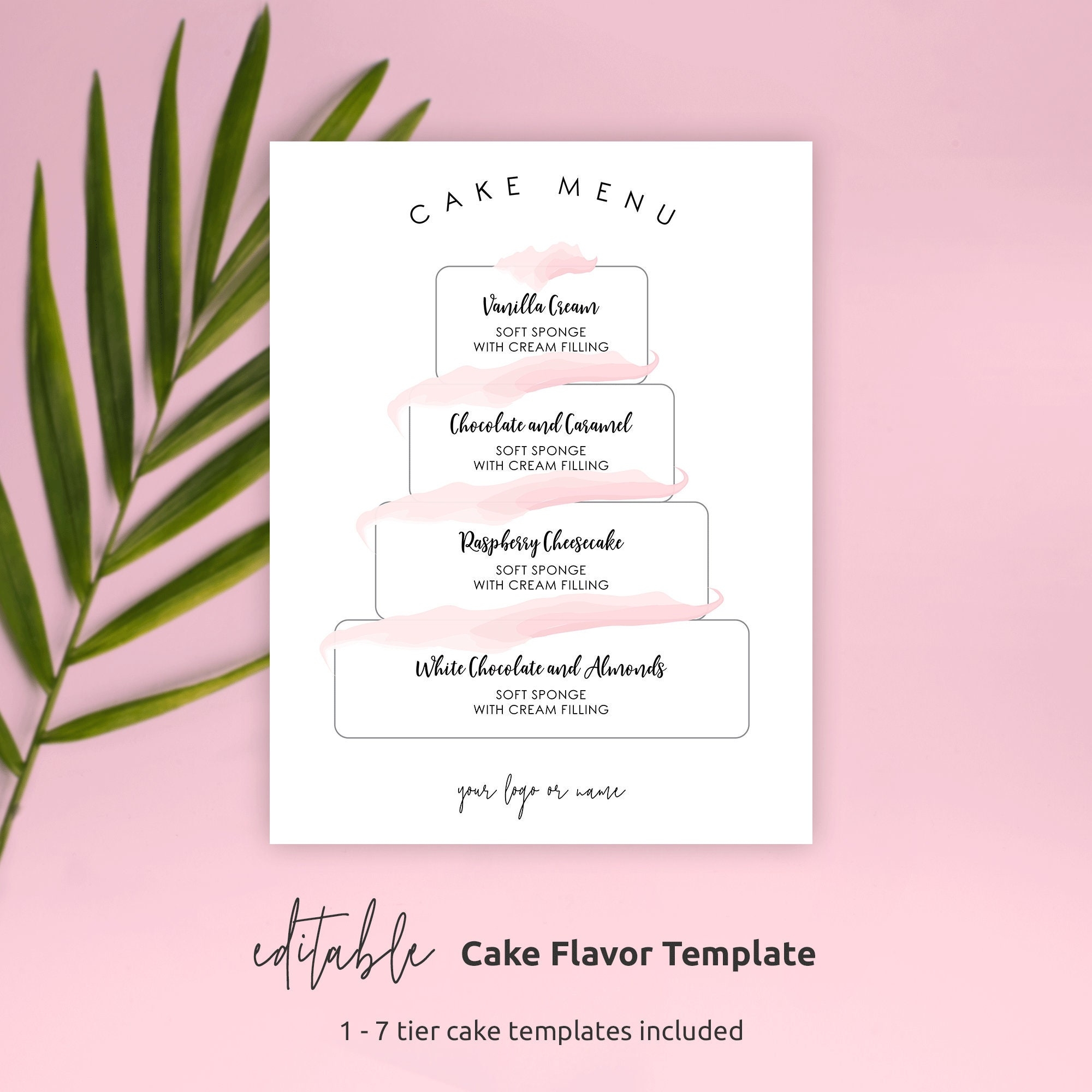 Editable Cake Flavor Sign Printable Cake Menu Template 8x10 Wedding Cake Layer Sign Template Custom Tiered Cake Sign Instant Download Etsy