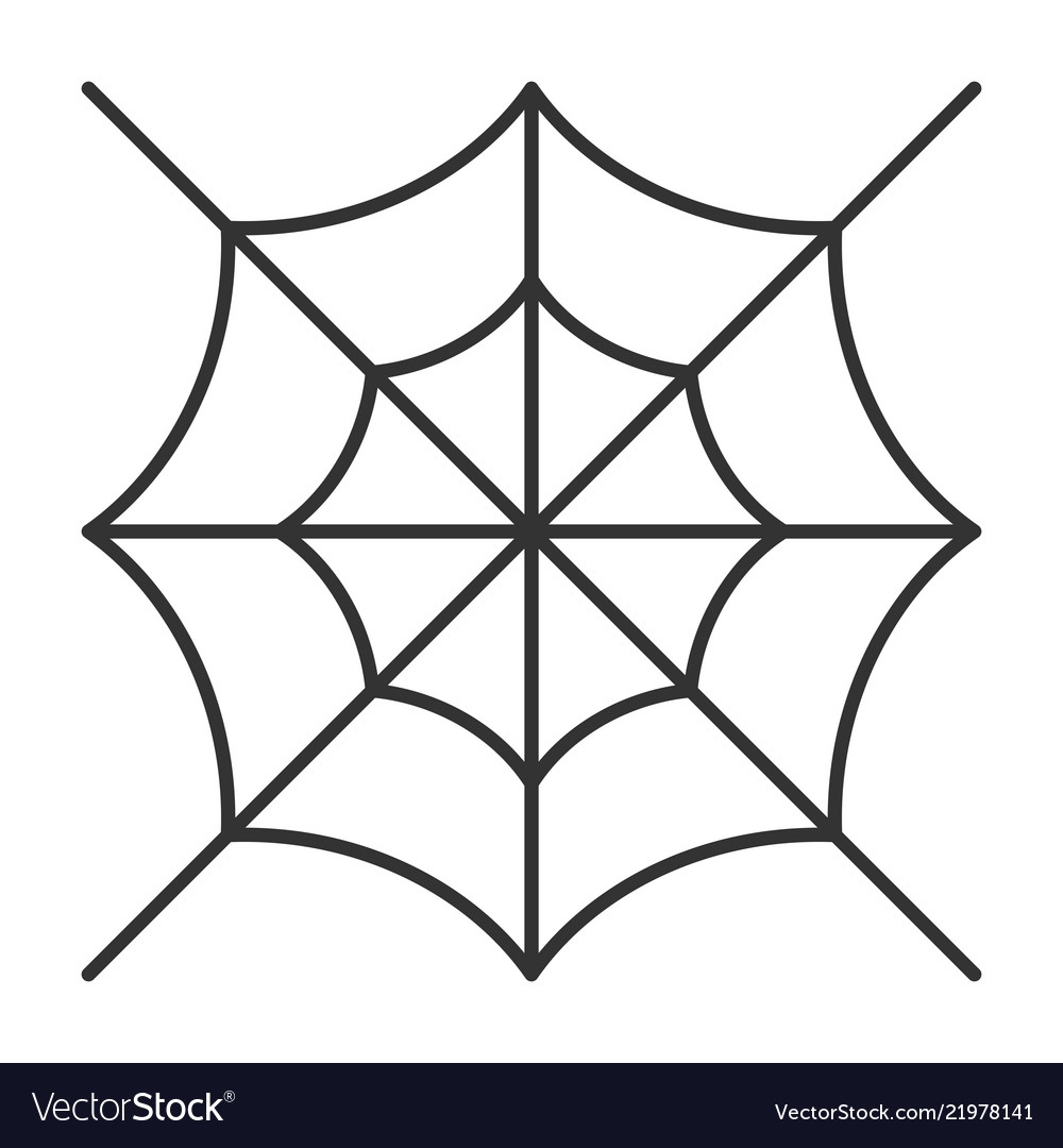 Editable Stroke Spider Web Thin Line Icon Vector Image