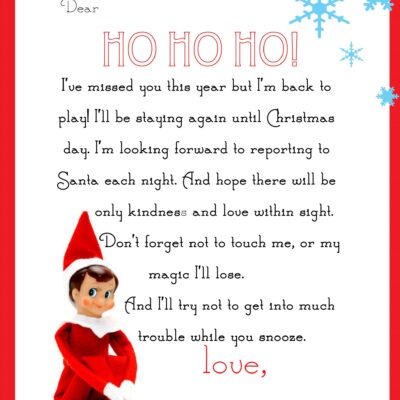 Elf On The Shelf Letter free Printable