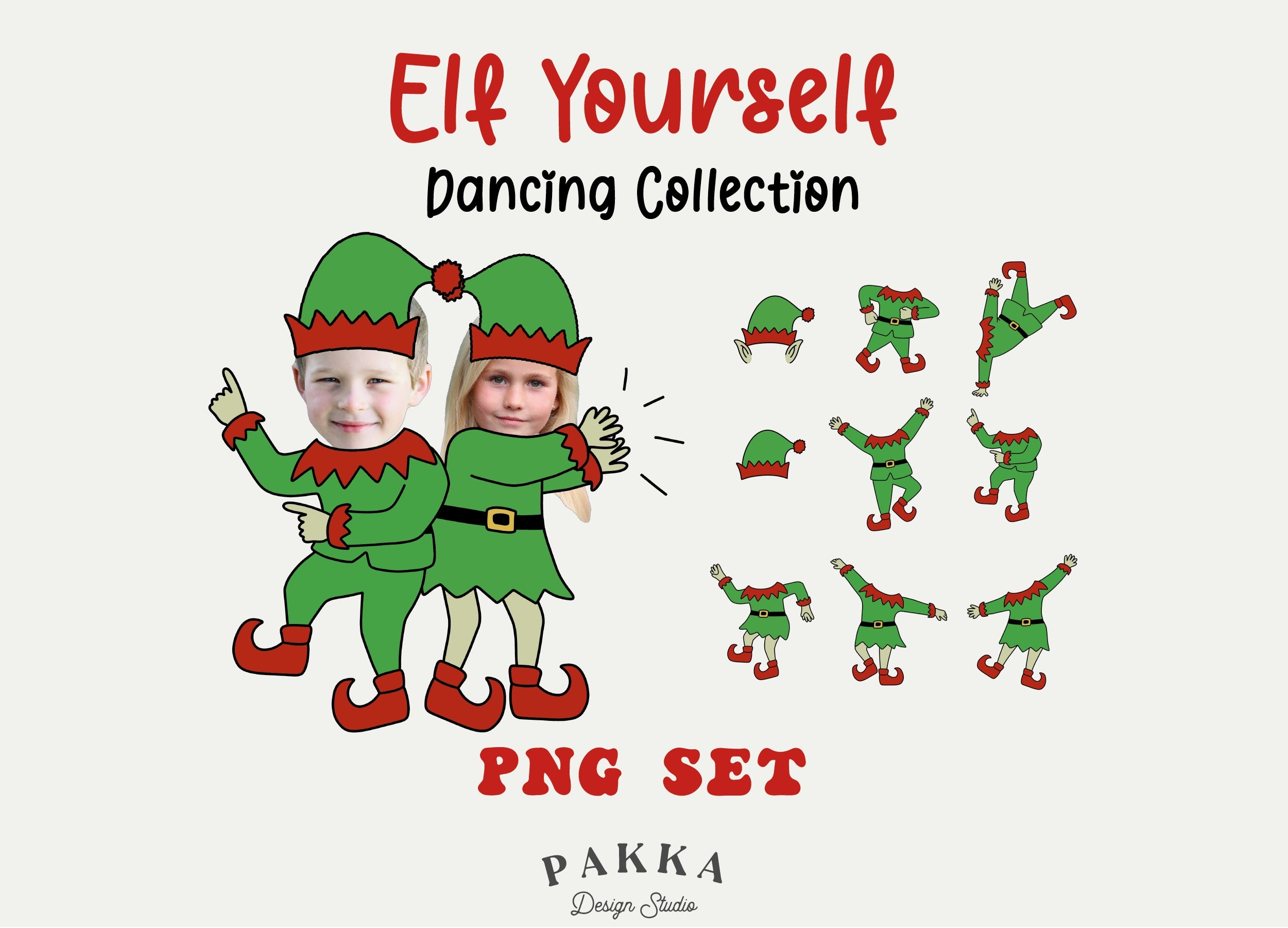 Elf Yourself Template With Dancing Pose Face Blank Bundle diy Photo Cut Out Digital Download Elf Suit Prop Printable Png For Christmas Etsy
