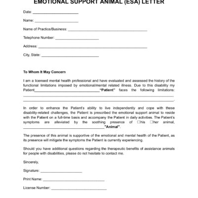 Emotional Support Animal Letter Your Guide Free Template