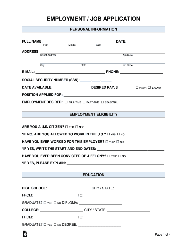 EmploymentJob Application Form Fill Online Printable Fillable Blank PdfFiller EmploymentJob Application Form Fill Online Printable Fillable Blank PdfFiller