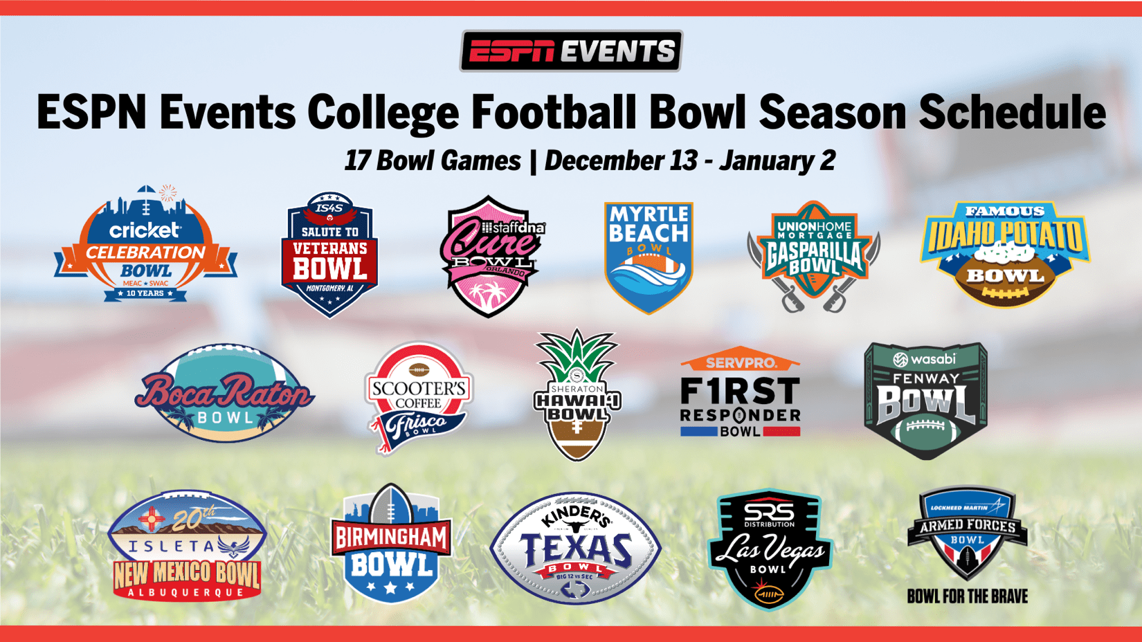 ESPN Events Announces 17 Game College Football Bowl Schedule For 2025 26 Season ESPN Events