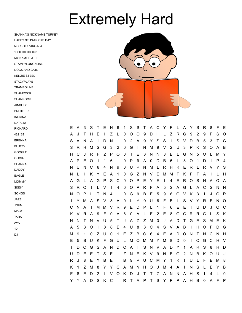 printable difficult word search