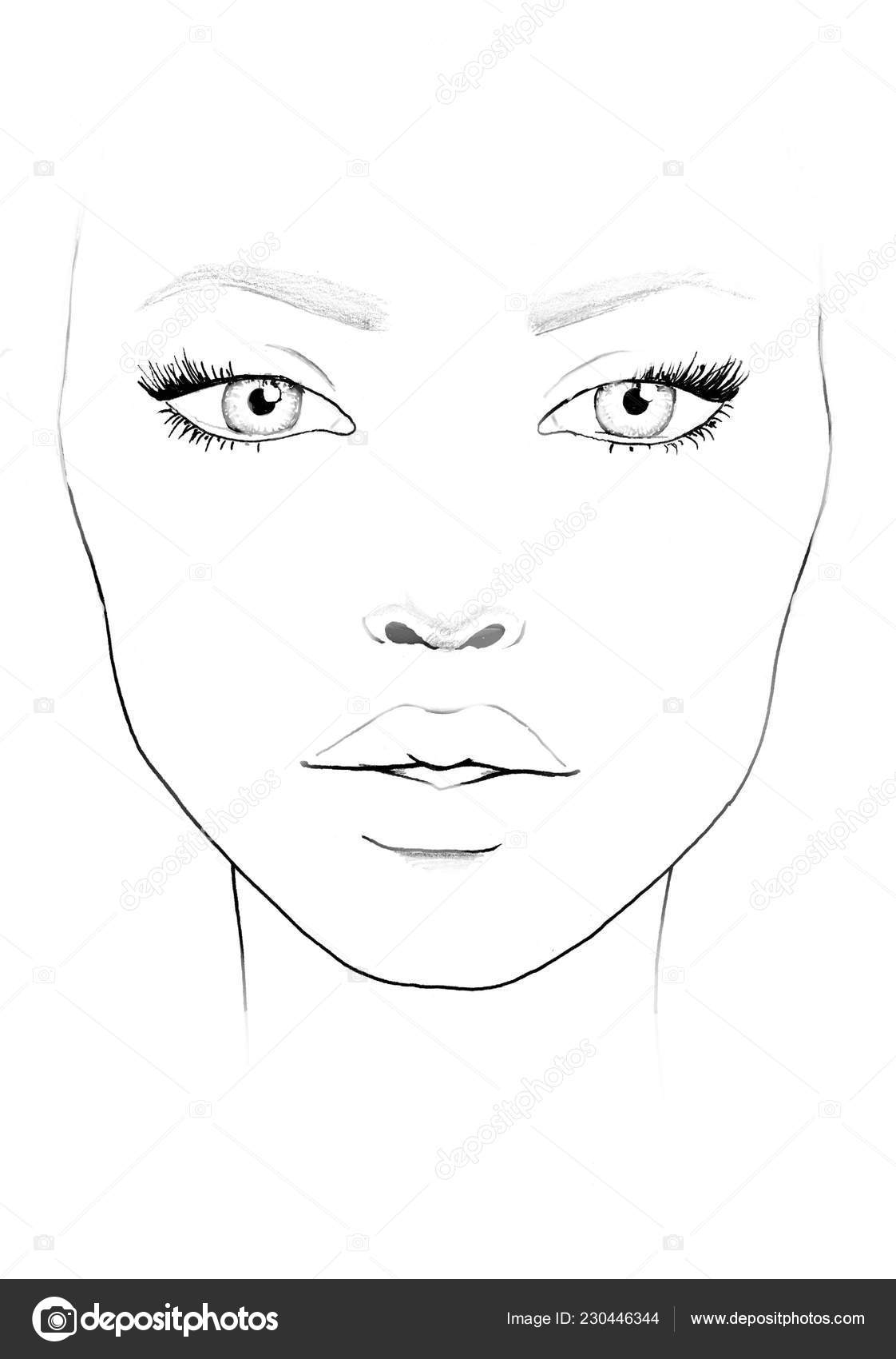 Face Chart Makeup Artist Blank Beautiful Woman Portrait Face Chart Makeup Artist Blank Template Stock Illustration By shakeemilk 230446344
