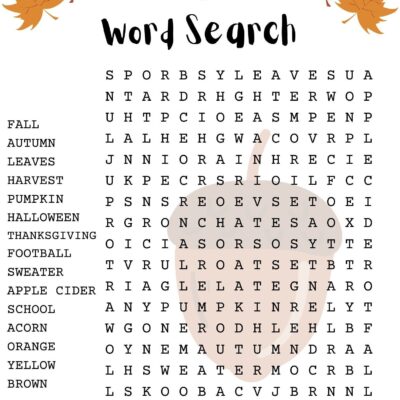 Fall Word Search Puzzle With Answer Sheet Autumn Word Search Seasonal Games Seasonal Puzzles Family Activities Children s Puzzles Etsy