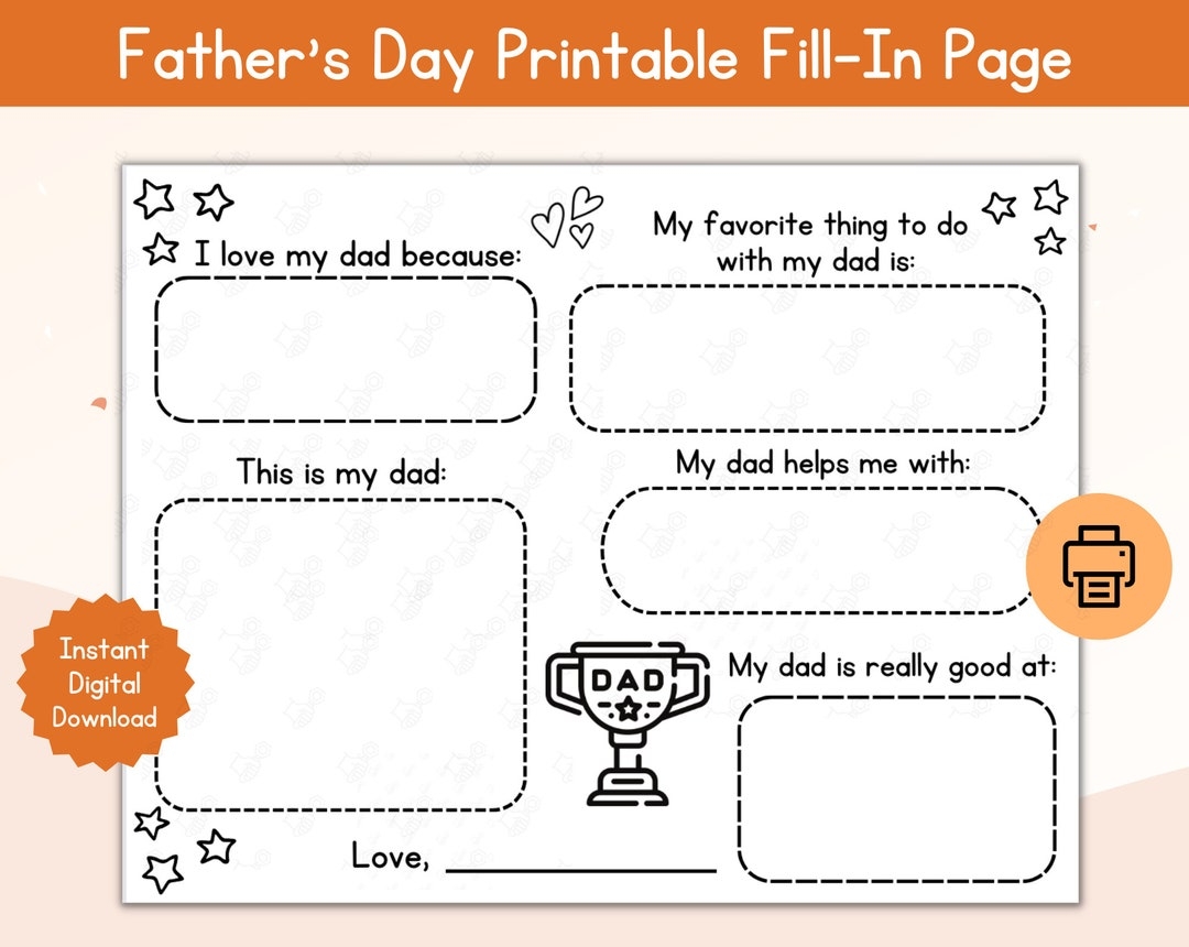 Father s Day Fill in Page Printable Father s Day Fill In Page All About Dad Card With Messages Gift For Dad From Kids Etsy Father s Day Fill in Page Printable Father s Day Fill In Page All About Dad Card With Messages Gift For Dad From Kids Etsy