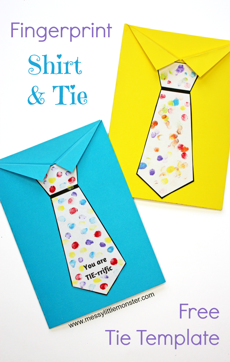 Father s Day Tie Card with Free Printable Tie Template Messy Little Monster