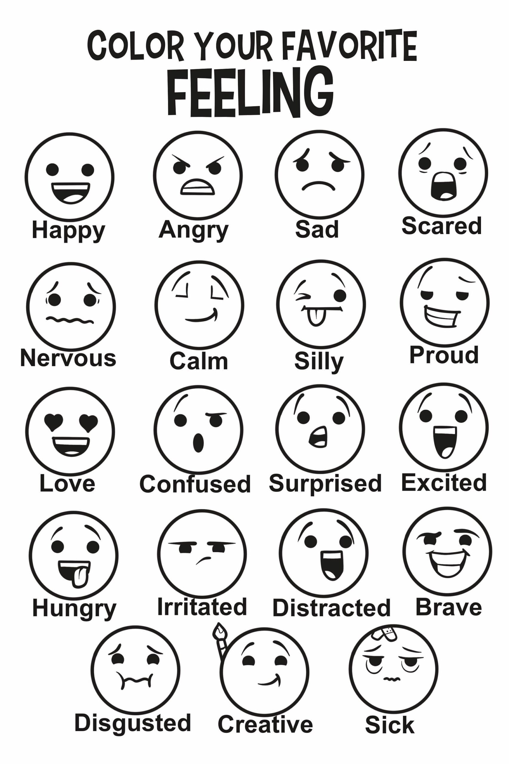 Feelings Chart children s Mental Health printable Counseling Activities Etsy