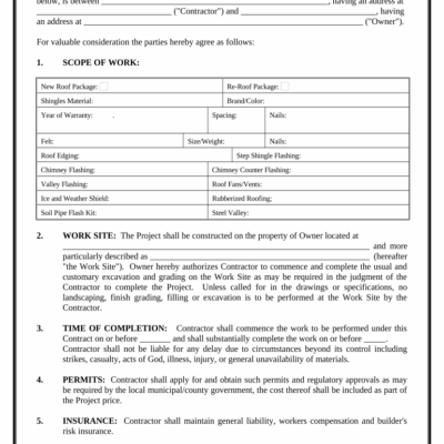 Fill In Blank Printable Roofing Contract Template AirSlate SignNow