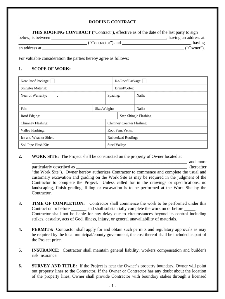 Fill In Blank Printable Roofing Contract Template AirSlate SignNow