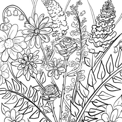 Flower Coloring Page Coloring Sheets Printable Bouquet Coloring Sheet Etsy