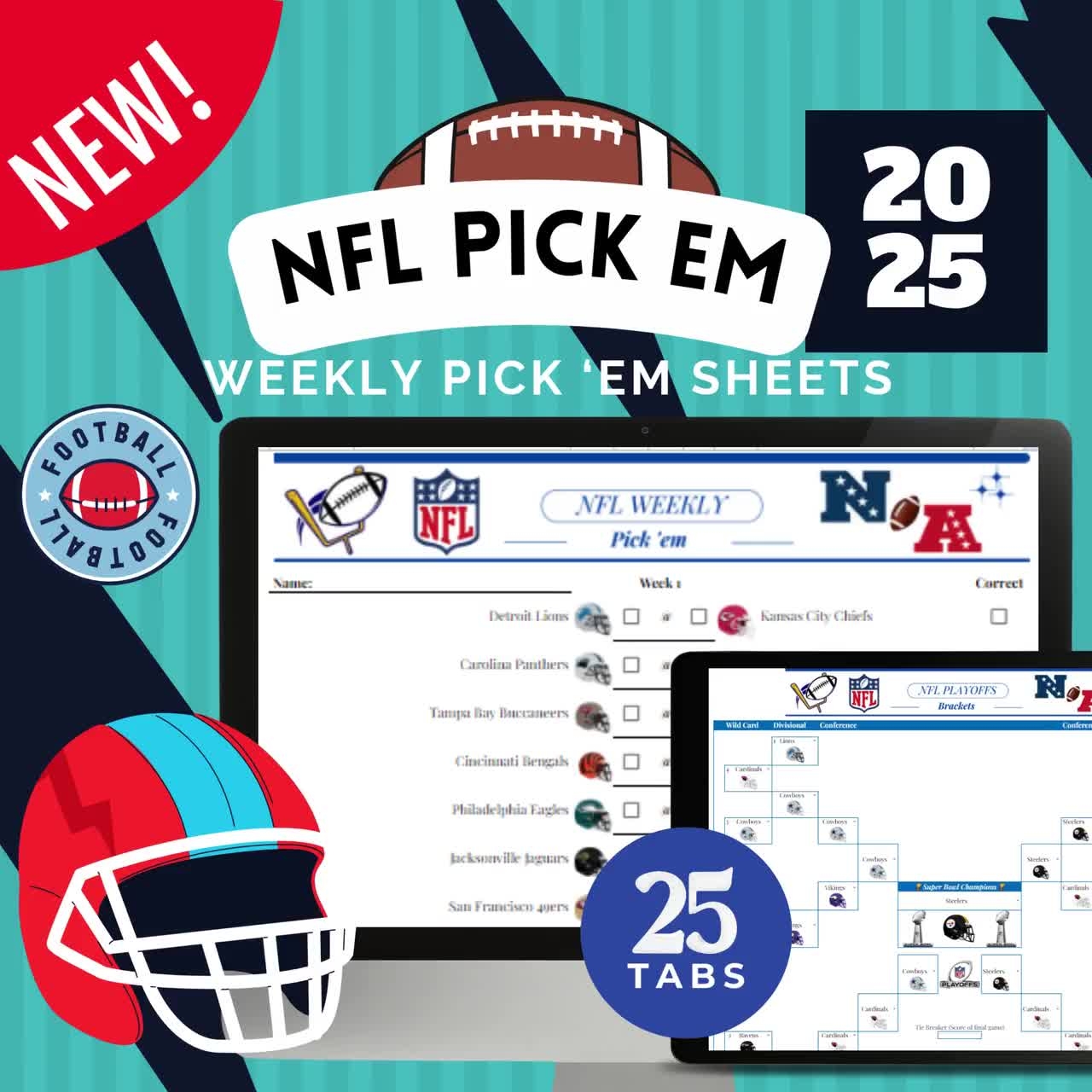 Football Weekly Pick em Pool With Points Printable Sheet Pro Football Bet Tracker Spreadsheet Printable Weekly 2025 NFL Football Pick Sheets Etsy