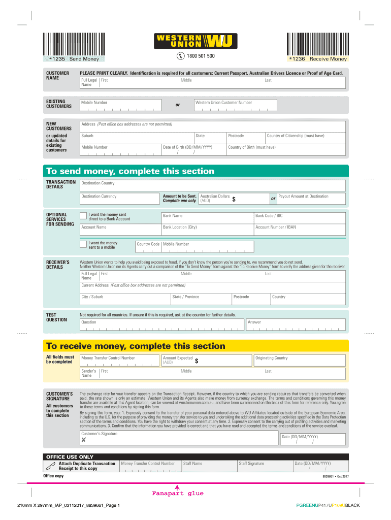 Formular Western Union Fill Online Printable Fillable Blank PdfFiller