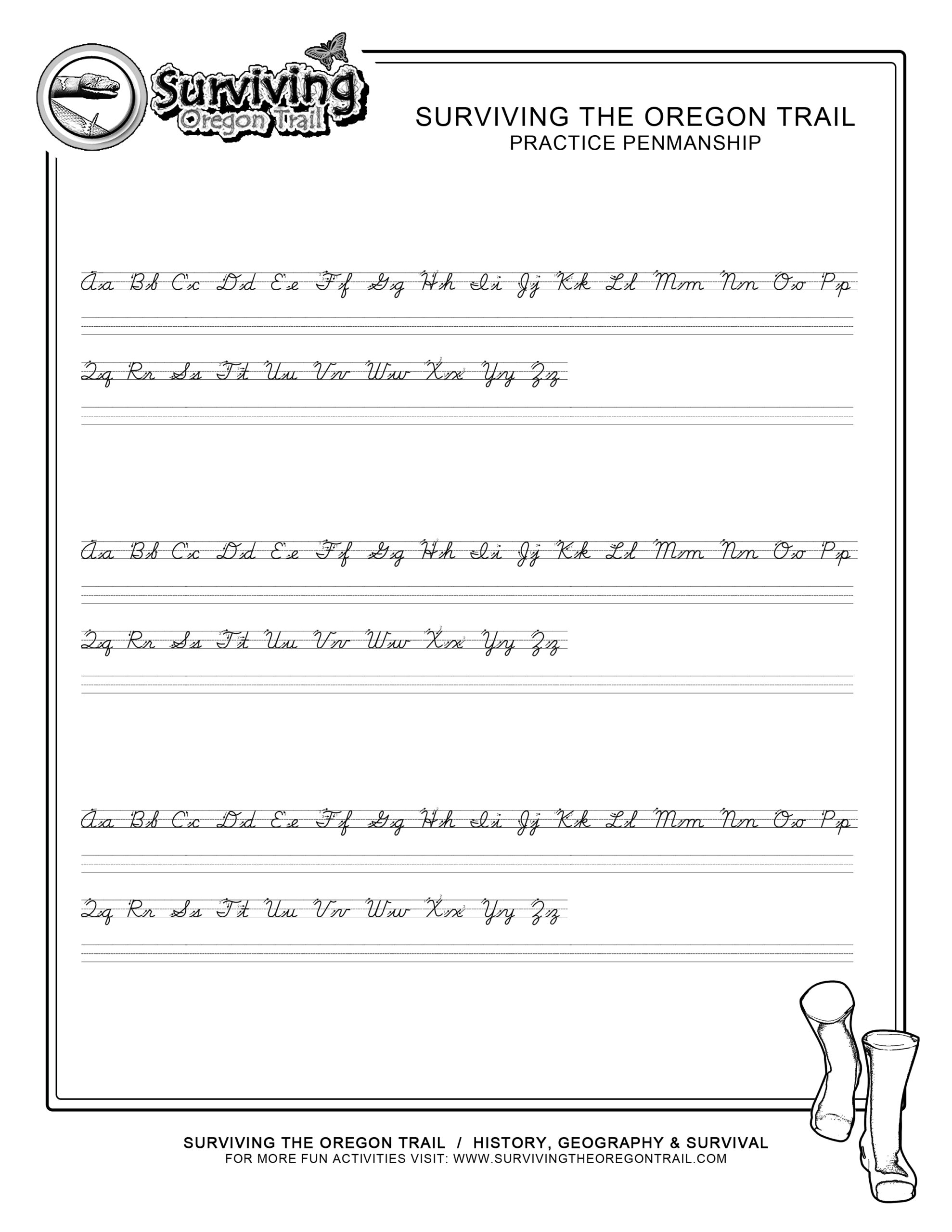 FREE ABC s Cursive Worksheet Small Print Surviving The Oregon Trail FREE ABC s Cursive Worksheet Small Print Surviving The Oregon Trail