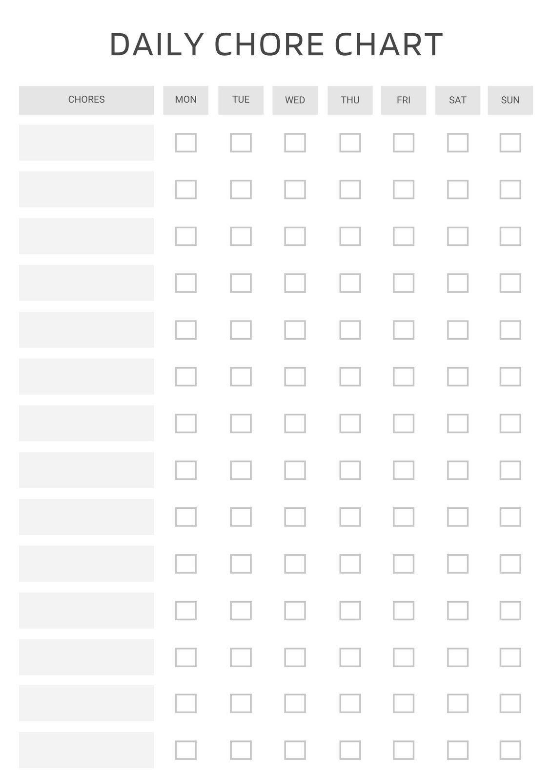 free printable chore list template