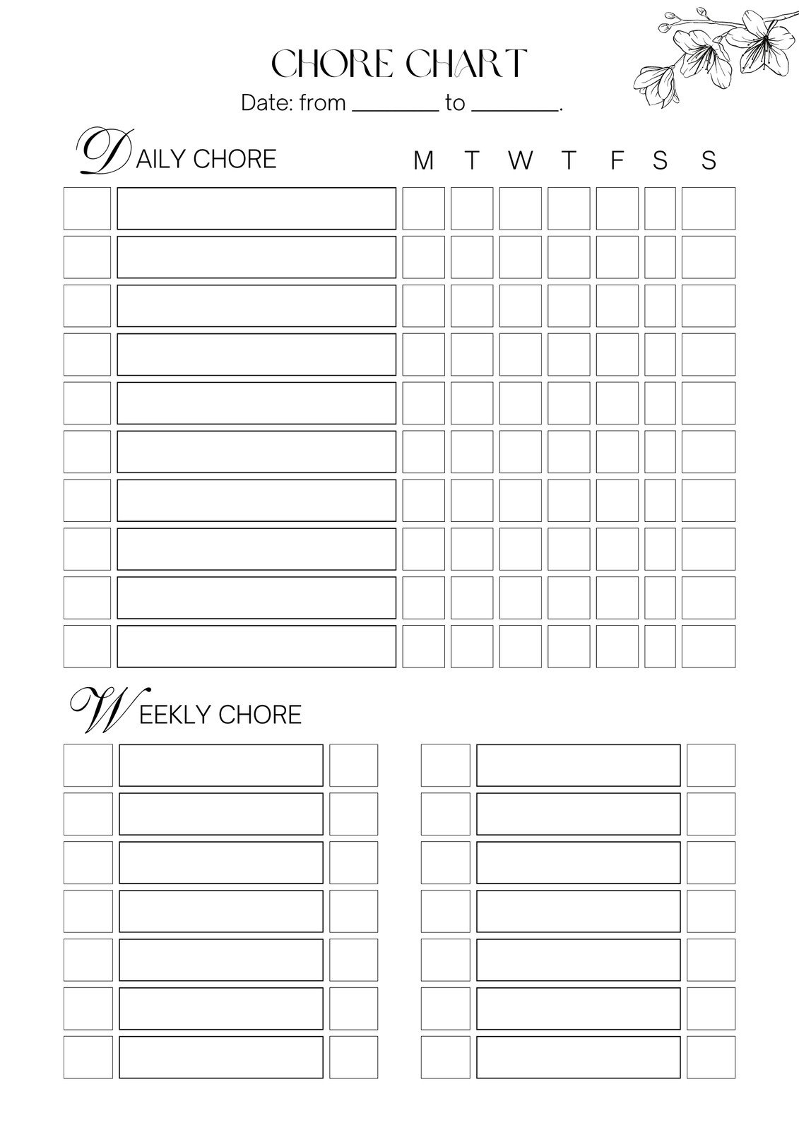 free printable chore chart