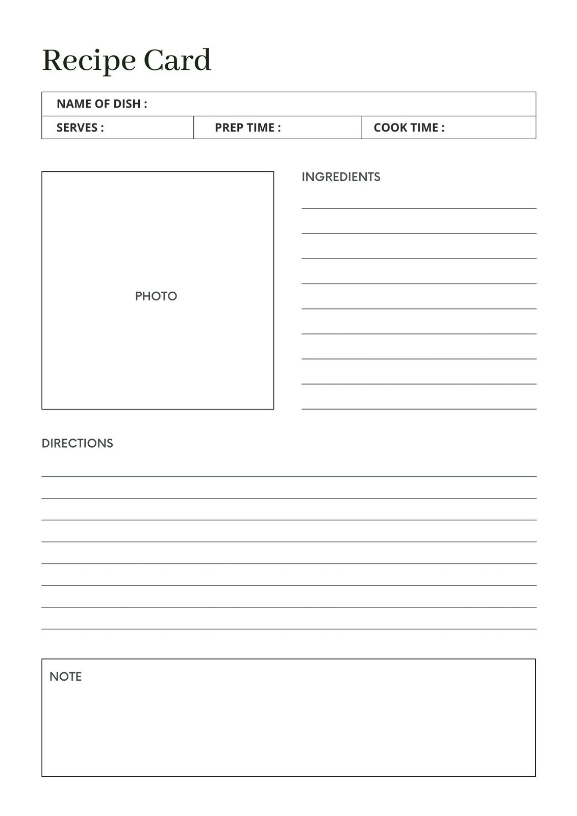 free printable recipe templates