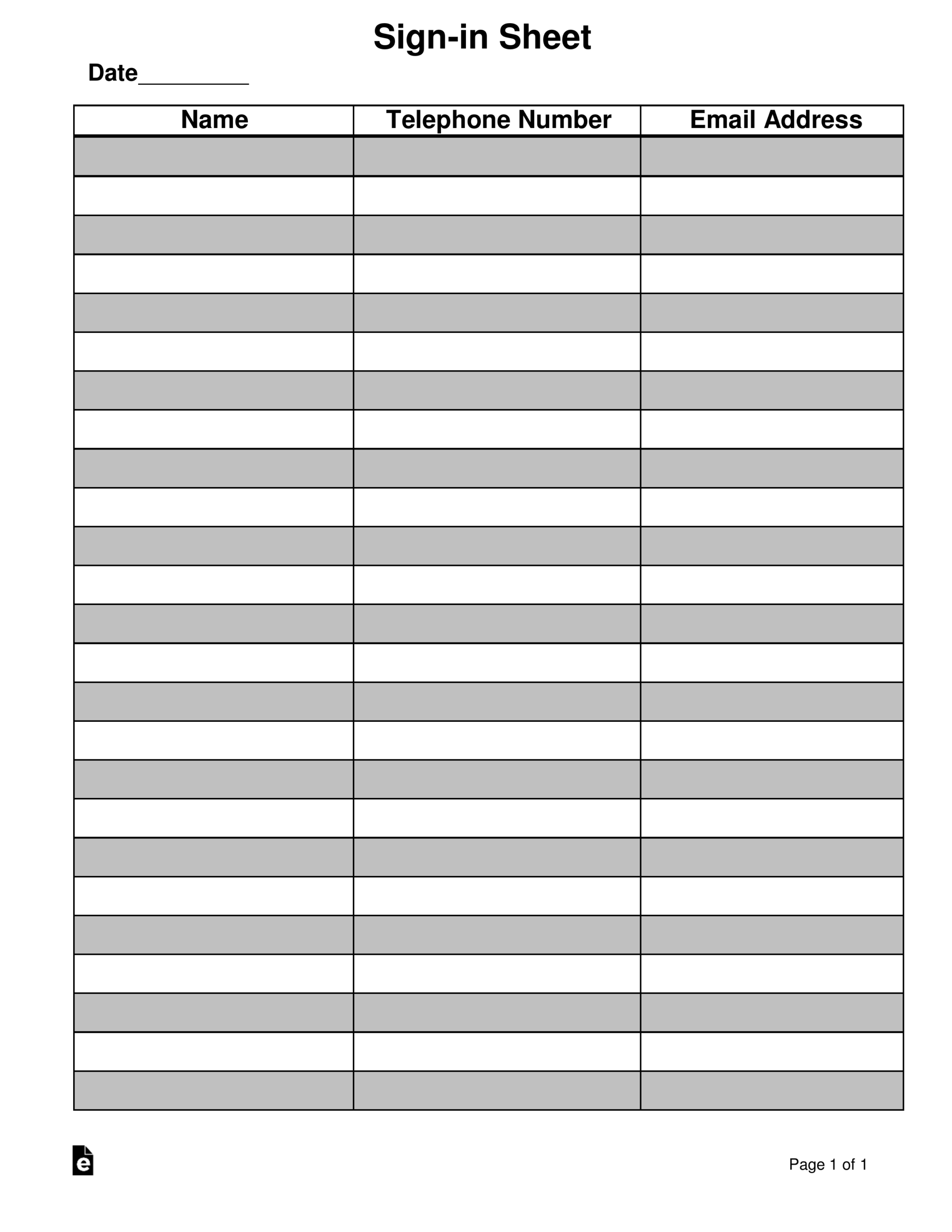 Free Attendance Guest Sign in Sheet Template PDF Word EForms