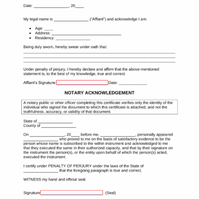 Free Blank Affidavit Templates 17 PDF Word EForms