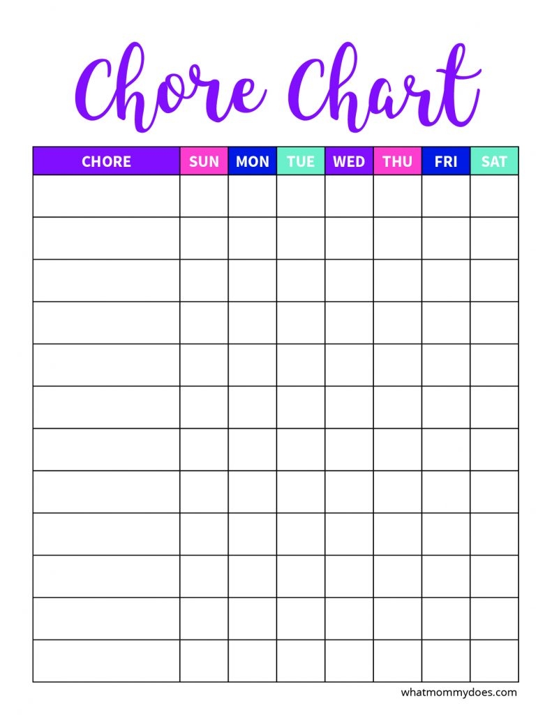 printable chore chart blank printable chore chart blank