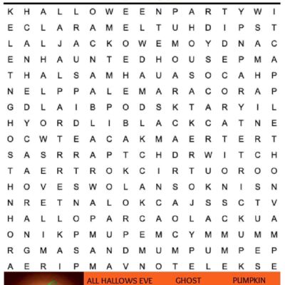 Free Halloween Word Search Printable With Answer Key Included