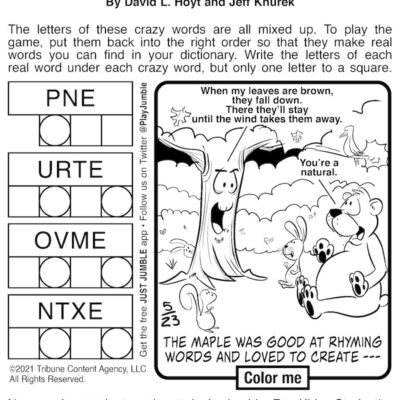 Free Jumble Puzzles For Kids And Adults BOOMER Magazine