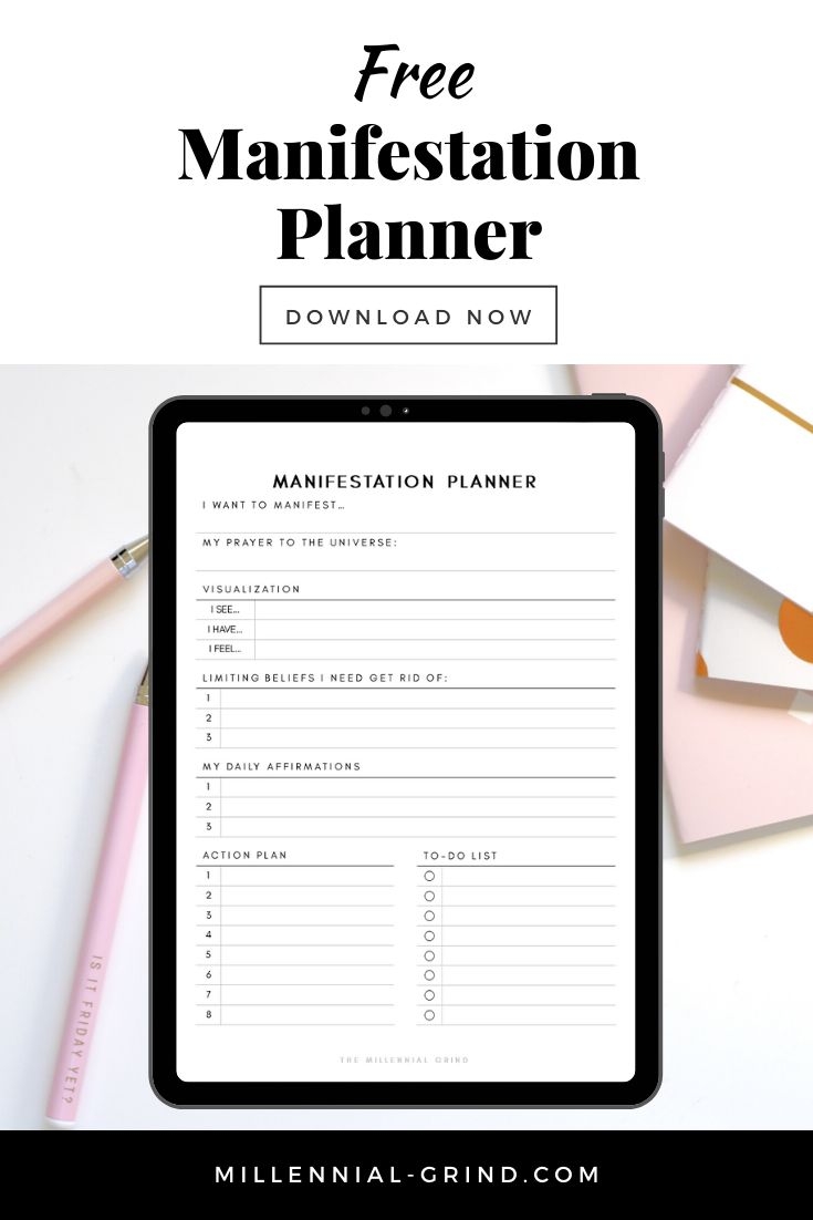 Free Manifestation Planner Printable Law Of Attraction Printable